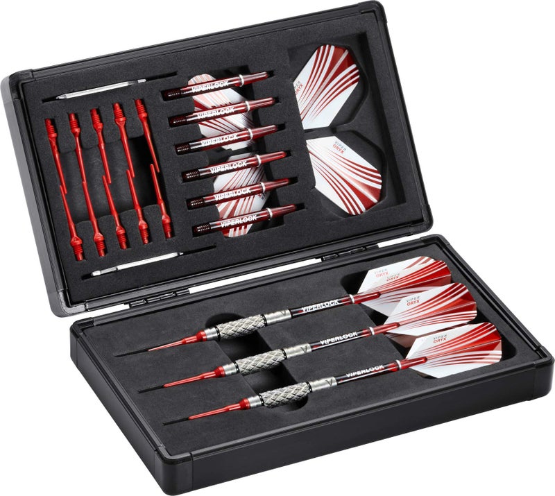Casemaster Sinister Magnetic Aluminum Dart Case with Precision Cut Space to Hold 3 Steel Tip or Soft Tip Darts and Extra Flights, Shafts and Tips, Magnetic Latch Keeps Case Closed Tight,Grey - Image 1
